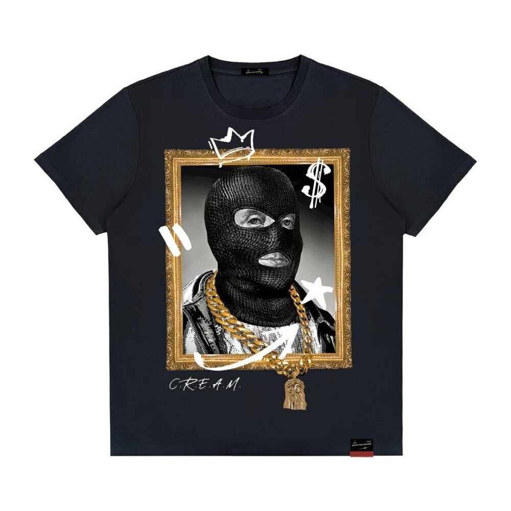 Masked Portrait Black Graphic T-Shirt
